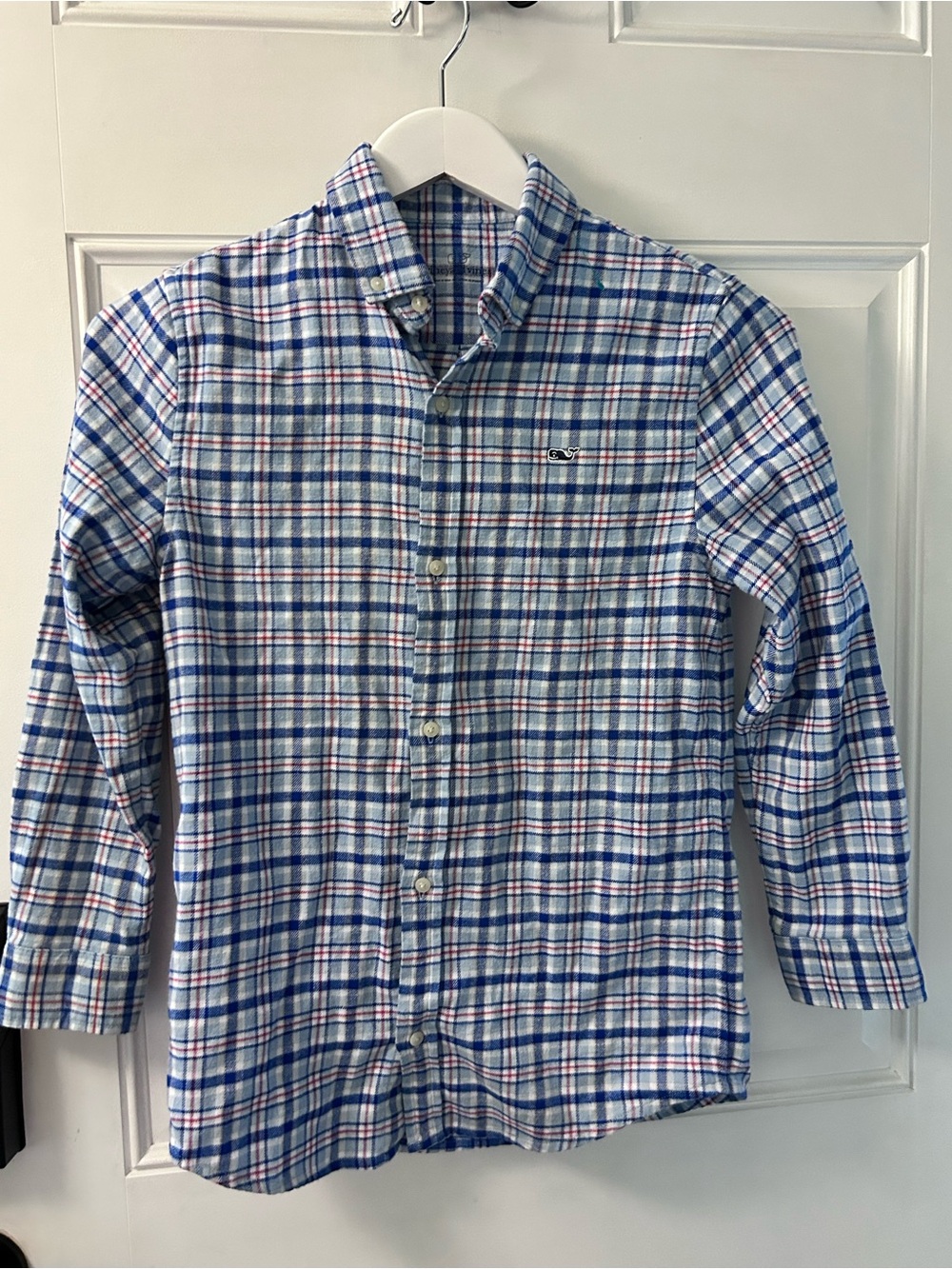 Vineyard Vines Women’s Blue and White Plaid Button-Down Shirt